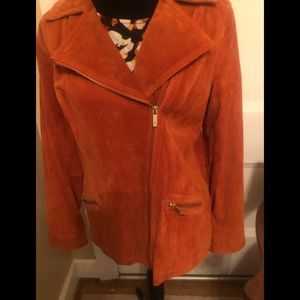 Dennis Basso Washable Suede Moto Jacket; small
